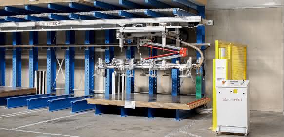 Eurotech Vakuumhandling in Kragarmregal integriert Eurotech Vakuumhandling in Kragarmregal integriert