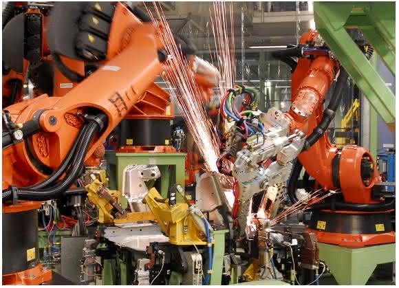 Schweißroboter Schweißroboter Automobilproduktion