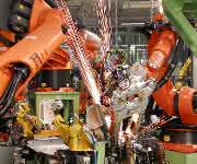 Schweißroboter Automobilproduktion