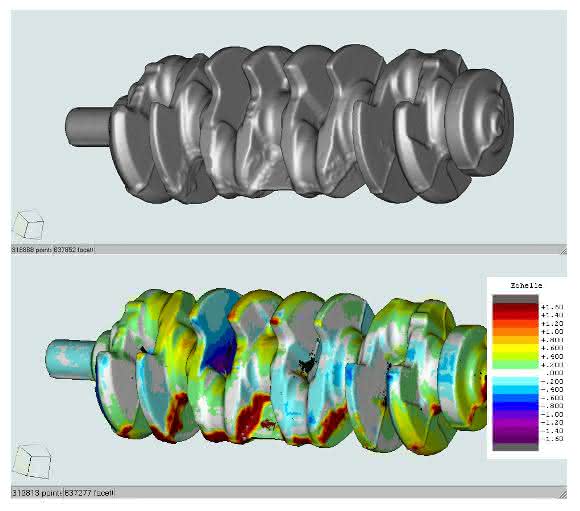 Videometric Software Videometriv Software vergleicht das hinterlegte CAD/CAM-Modell mit dem 3D-Modell