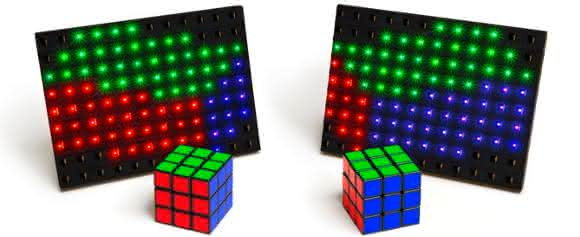 Der zweite Prototyp des 3D-Displays, der unterschiedliche Bilder in unterschiedliche Richtungen sendet und dadurch eine 3D-Anzeige ohne 3D-Brille ermöglicht. (Copyright: TriLite)