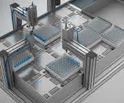 Motion Cube ermöglicht das parallele Handhaben unterschiedlicher Produkte wie hier z.B. Probengefäße (Foto: Festo).