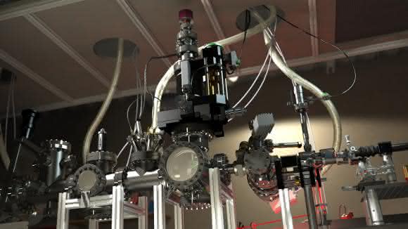 Beugung von Molekülen an nanomechanischen Gittern im interaktiven Quantenlabor. (Copyright: Gruppe Quantennanophysik, Universität Wien; Bild: Mathias Tomandl & Patrick Braun) Beugung von Molekülen an nanomechanischen Gittern im interaktiven Quantenlabor. (Copyright: Gruppe Quantennanophysik, Universität Wien; Bild: Mathias Tomandl & Patrick Braun)