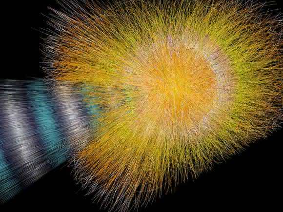 Simulation der Kollision von Blei-Ionen bei ALICE. (Foto: CERN)