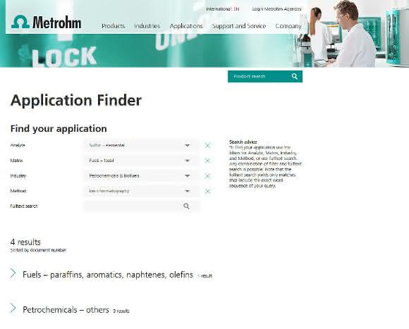Metrohm Applikationsdatenbank