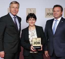 Wolfgang Clement, Anja Zschernig und Arnold Schneider Vergabe des „Top Job“ Siegels durch Wolfgang Clement
