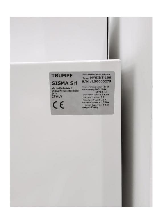 Trumpf-Sisma 3D-Drucker My Sint 100 Typenschild