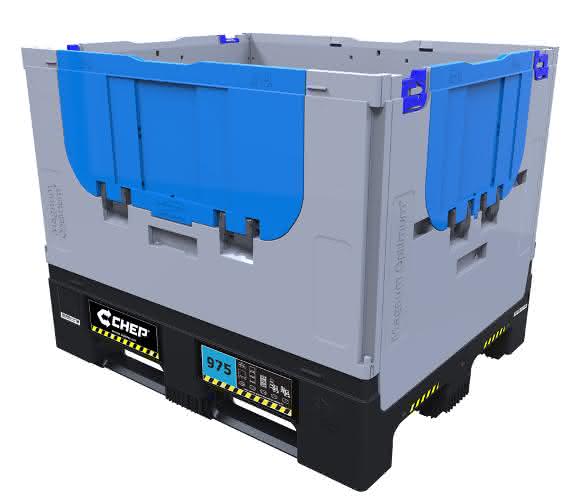 Mehr Nutzlast: Der neue Chep-Faltcontainer ist nicht nur effizienter sondern auch stärker. Er trägt jetzt 650 Kilogramm. (Foto: Chep)