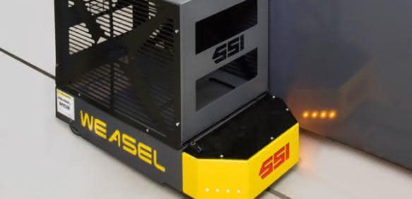 Fahrerloses Transportsystem Weasel Barrierefreies FTS: Wie ein Weasel