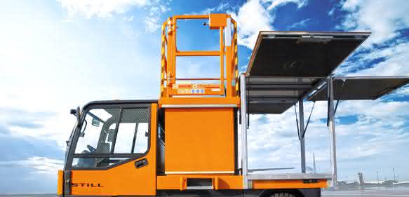 Elektrotransporter mit integriertem Geräte- und Werkzeugraum Flugzeugwartung mit dem Elektrotransporter: Schneller fertig, schneller in der Luft