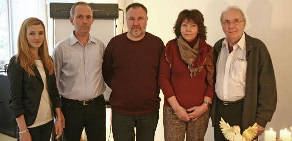 Tatiana Polomoshnov, Horst Linn jr, Oleg Sheshukov nebst Gattin und Horst Linn sen.