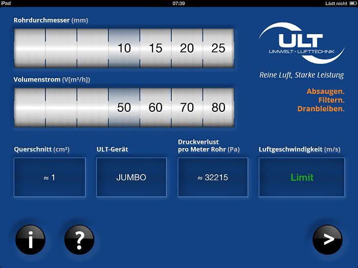 Applikationssoftware: ULT-App berechnet Absaug- und Filteranlagen