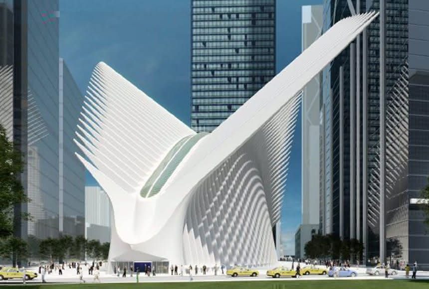 Winkel liefert für das WTC in New York:: Ein Dach mit Flügelschlag Winkel liefert für das WTC in New York:: Ein Dach mit Flügelschlag