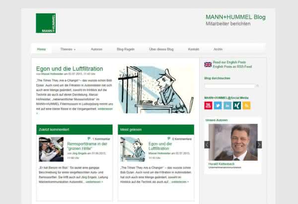 Wirtschaft + Unternehmen: Mann+Hummel startet Unternehmensblog