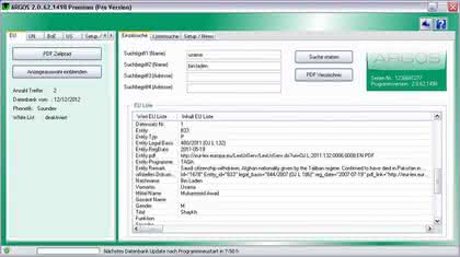 Software ARGOS: Sanktionslisten-Check mit ARGOS