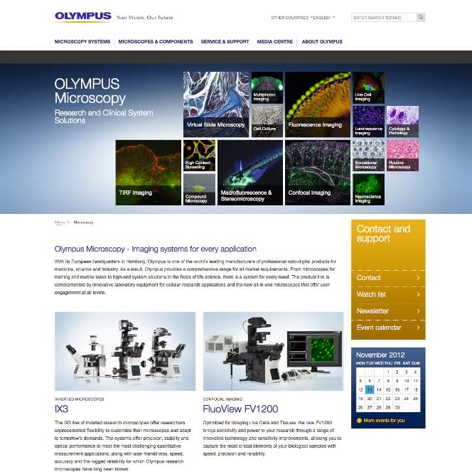 News: Neue Internetseite von Olympus Life-Science-Mikroskopie