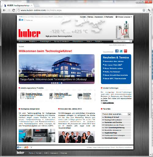 News: Huber mit neuer Website