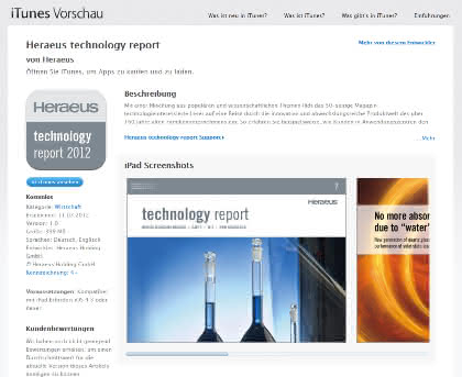 News: Heraeus technology report als iPad App