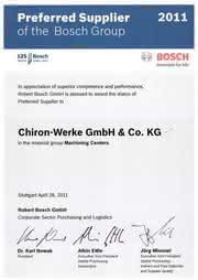 Wirtschaft + Unternehmen: Chiron: Von Bosch mit dem Preferred Supplier Status ausgezeichnet Wirtschaft + Unternehmen: Chiron: Von Bosch mit dem Preferred Supplier Status ausgezeichnet