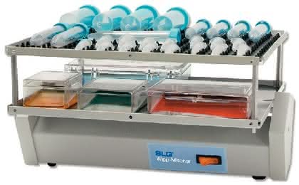 2-D-Wipp- und 3-D-Taumelmischer: Färben von Gelen – Waschen von Blots