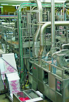 Fördertechnik: Schraubkappen für Getränkeflaschen Fördertechnik: Schraubkappen für Getränkeflaschen