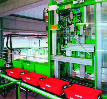 Handhabungstechnik: Behälter- und Papierhandling mit Durchsatz Handhabungstechnik: Behälter- und Papierhandling mit Durchsatz