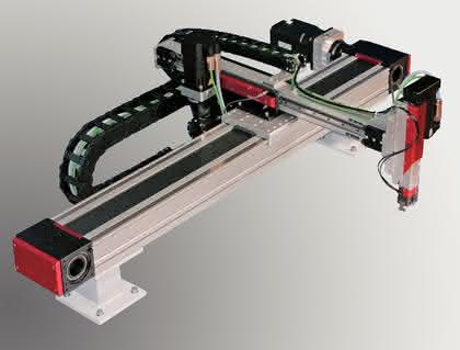 Handhabungstechnik: Rote Module  auf Achse