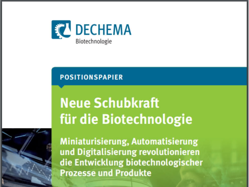 Titelseite des Dechema-Papiers „Neuer Schub für die Biotechnologie“