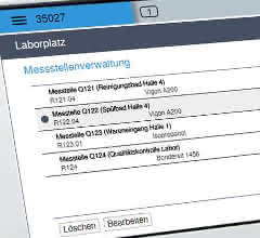 Messstellenverwaltung des transportablen Messsystems Liquisonic® Lab von Sensotech Display der Messstellenverwaltung