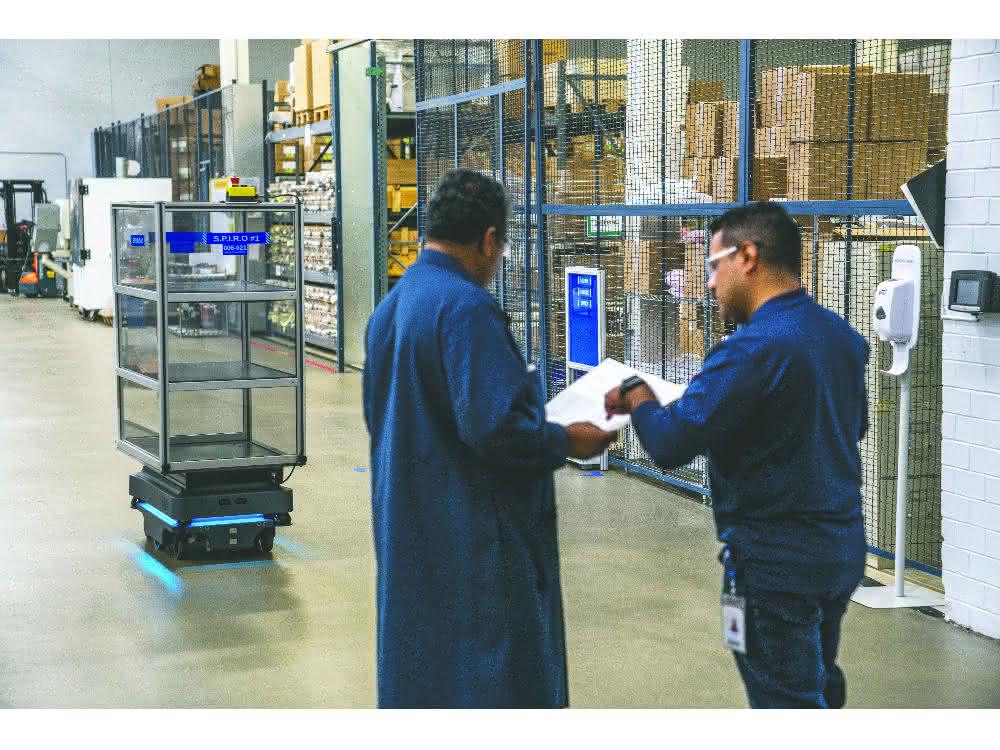 Transport robot with shelf attachment
