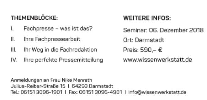 Trade press workshop on December 6 in Darmstadt