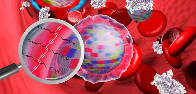 Nanopartikel im Blut: Die "Tarnkappe" verhindert, dass sich Blutbestandteile anheften. Nanopartikel im Blut: Die "Tarnkappe" verhindert, dass sich Blutbestandteile anheften.