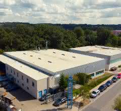 Aerial view of the headquarters of Lützenkirchen Lagertechnik