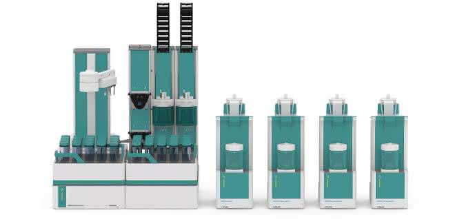 Bei der Wassergehaltsbestimmung mit volumetrischer Karl-Fischer-Titration mit dem Analysesystem Omnis von Metrohm wird das Karl-Fischer-Reagenz automatisch aus der Titrierzelle zu- und abgeführt. Das System kann mit Dosiermodulen, Titrationsmodulen und Probenroboter erweitert werden.