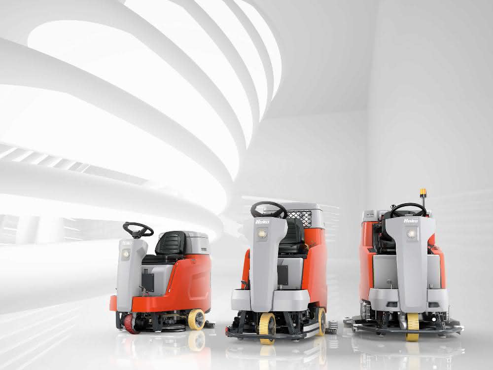 The Scrubmaster B75 R, B120 R, B175 R ride-on scrubber-driers.