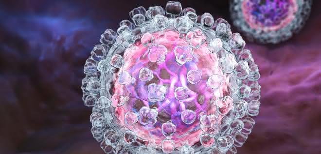 Illustration eines Hepatitis C-Virus.