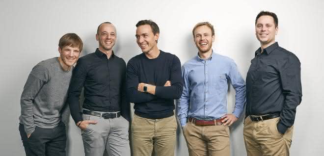 Julian Riba (CSO), Andre Gross (CTO), Benjamin Steimle (CFO), Jonas Schöndube (CEO) und Fabian Stumpf (CMO).