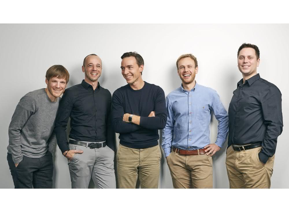 Julian Riba (CSO), Andre Gross (CTO), Benjamin Steimle (CFO), Jonas Schöndube (CEO) und Fabian Stumpf (CMO).