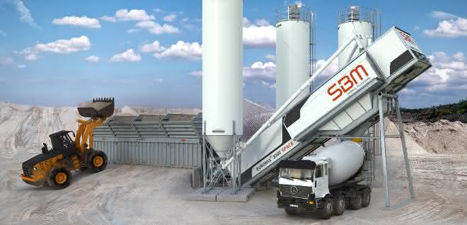 Feiert Weltpremiere auf der bauma: die neue Betonmischanlage Euromix 3300 Space mit verbessertem Platzangebot.