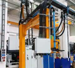 Flexible supply lines for compressed air, cooling water and power current