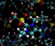 Ausschnitt aus einer MD-Simulation von ionischen Flüssigkeiten. Ausschnitt aus einer MD-Simulation von ionischen Flüssigkeiten.
