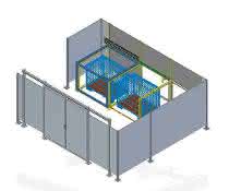 Robot cell with three chambers