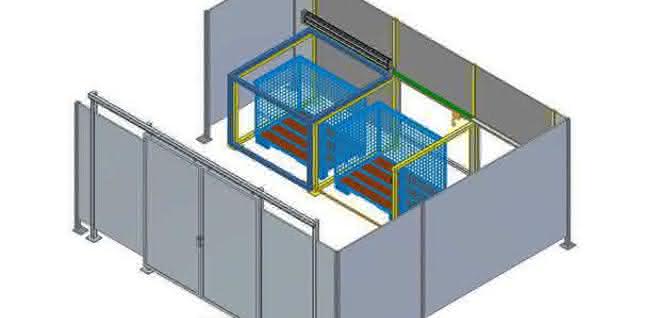 Robot cell with three chambers
