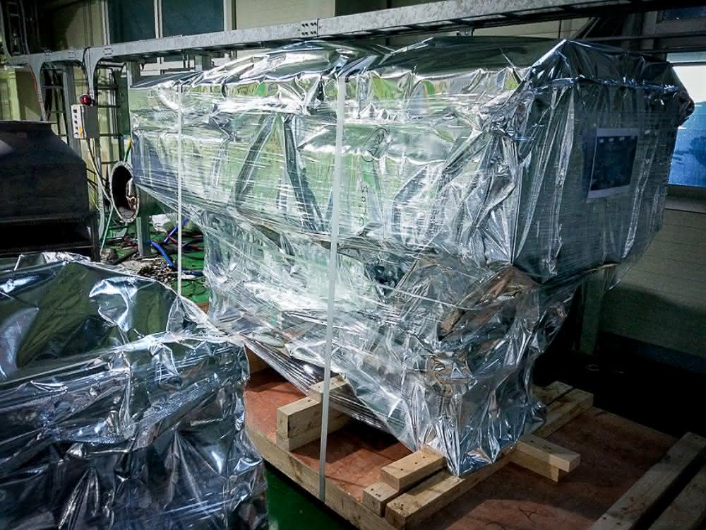 Seefertig verpackte Anlagenteile Verpackte Anlagenteile