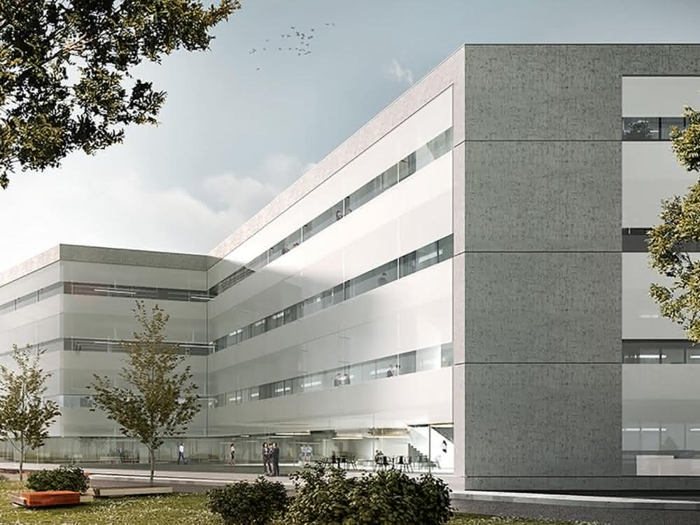 Das Microverse Center (Modellbild des Forschungsneubaus).