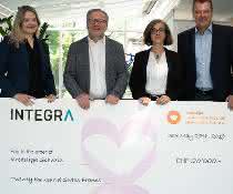 (L-R) Ruth Nieser-Loosli, Corporate Relations Manager, Krebsliga Schweiz; Dr. rer. nat. Rolf Marti, Head of Research, Innovation & Development and Member of the Executive Board, Krebsliga Schweiz; Lydiane Saucède, PhD, Product Manager & Application Scientist, Integra Biosciences, Jürg Bass, Marketing Communications Director, Integra Biosciences