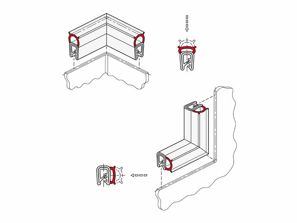 Edge protection sealing profile corners