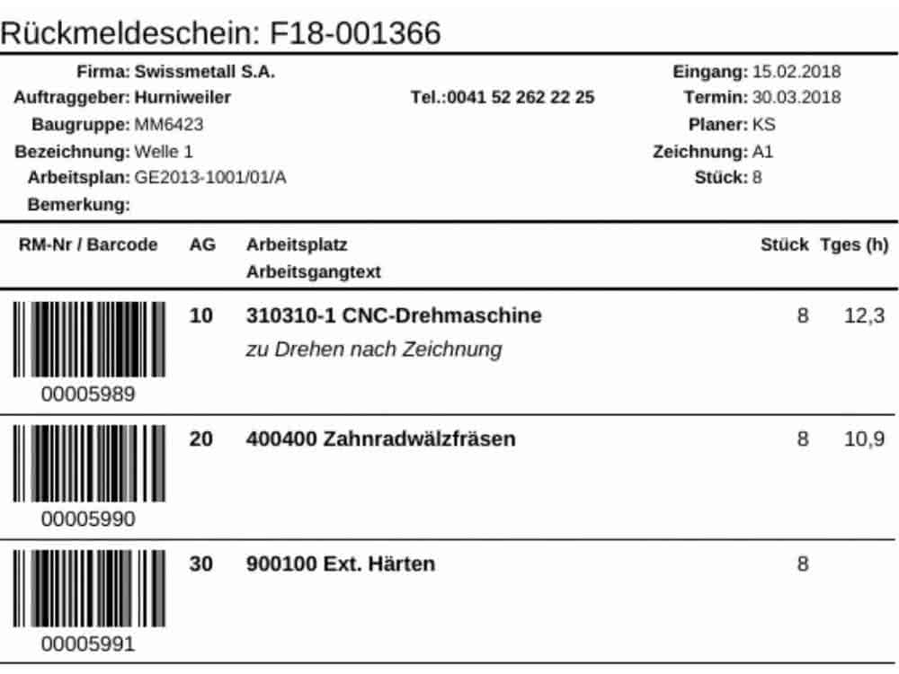 Barcodes on production documents