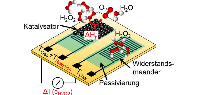 Bild 1: Schematische Darstellung des kalorimetrischen Gassensors.
