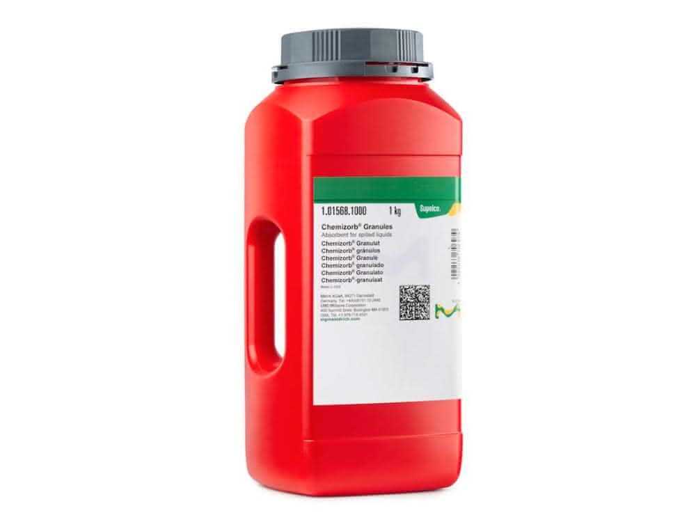 Roter Behälter mit grauem Deckel (Foto eines Behälters mit Chemizorb-Produkt)